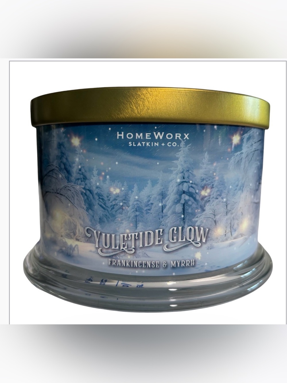 HomeWorx Yuletide Glow Frankincense & Myrrh Candle - Blue & Gold